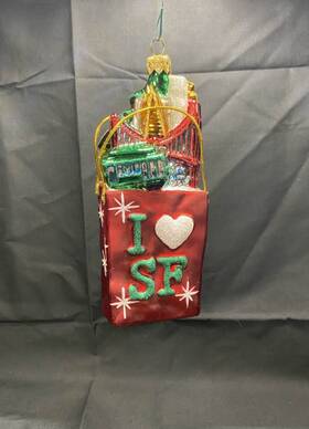 Bestpysanky 840153721649 I Love San Francisco Blown Glass Christmas Ornament