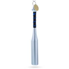 Bestpysanky 840153726453 Silver Baseball Bat Blown Glass Christmas Ornament