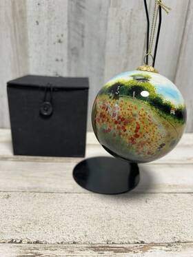 Kk-1085-100 Bestpysanky Claude Monets Blown Glass Ball Christmas Ornament Poppies Euc