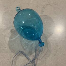 4422972 Bethany Lowe Designs 4 Inch Blown Glass Blue Balloon Christmas Ornament Ribbons Clear Decorations