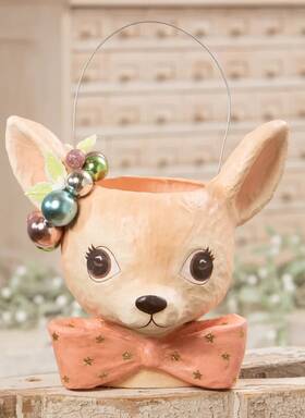Tj3325 Bethany Lowe Christmas Retro Pastel Fawnie Deer Bucket Figurine-large-12ftfth