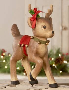 Tj6251 Bethany Lowe Christmas Retro Reindeer With Bells # Large 16 Inch New
