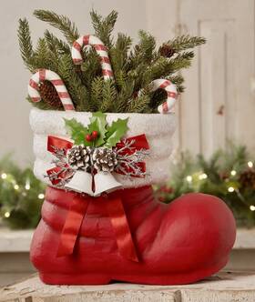 Tl4383 Bethany Lowe Christmas Red Retro Glittery Santa Boot 13.5 Inch New