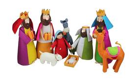 3016483 Betsey Cavallo Large Fabric Christmas Nativity Set 9 Pieces 15.5 Inch Tall