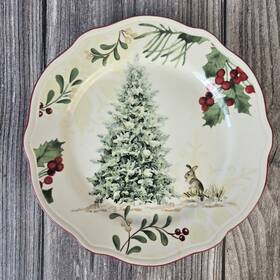Better Homes & Garden 808608046860 And Gardens Christmas Tree Bunny Rabbit Plate 8 3/4 Inch Salad Dessert