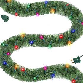 Vi-tt35cs Biswing 15 Ft Pre-lit Christmas Green Garland Lighted Artificial Pine Garlands With