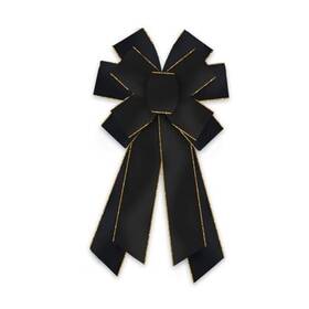 Bow-csd-20240506-02 Blinket Luxury Black Gold Halloween Wreath Bow - Extra Large Wired Christmas Style F