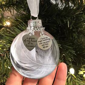 Blisi 746795605982 Clear Christmas Memorial Ornament Feather Ball A Piece Of My Heart Is In Heav