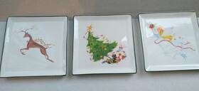 Blitzen & Co 626929032825 And Christmas Visions Dessert/appetizer Plates Set Of 3 Measures 6x6