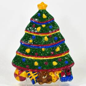 Mtk5536 Block Gear Father Christmas 10 Inch Tree Candy Dish Tray Green Yellow Blue Red Mib