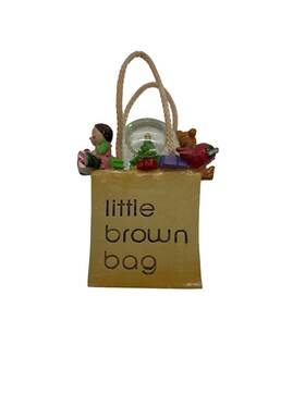 80061659b-2016r Bloomingdales Little Brown Bag Christmas Tree Ornament With Snow Globe