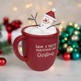 248-14059-ih Blossom Bucket Christmas Hot Cocoa Mug With Marshmallow Snowman