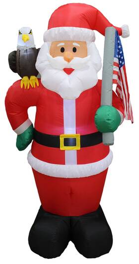 Blossom Inflatables 799632107132 6 Foot Tall Lighted Christmas Inflatable Patriotic Santa Claus With Eagle And
