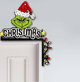 Xmas24shengdangelinqi Bool Epoch Grinnch Christmas Door Frame Decoration Corner Decor