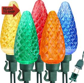 Hhgdhllf013 Bortex Industry Co. Ltd. Colored Christmas Lights 33ft 50 Led C9 Faceted Outdoor 120v