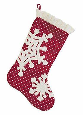 Hnx17380 Boston International Christmas Stocking Polka Dots Snowflakes