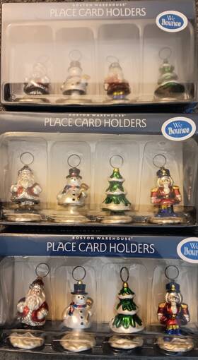 Boston Warehouse 026602186584 12 Christmas Bouncy Place Card Holiday Holders W Cards Santa