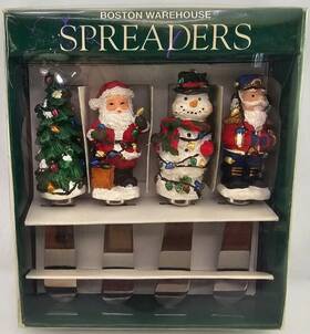 15-3101 Boston Warehouse Set Of 4 Spreaders Christmas Tree Santa Snowman
