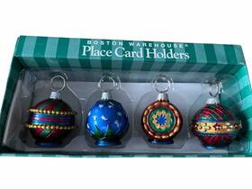 18632 Boston Warehouse Christmas Luster Ornaments Place Card Holders 4 Pack