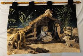 Boyds Bears 725734464590 Christmas Nativity Tapestry Wall Hanging