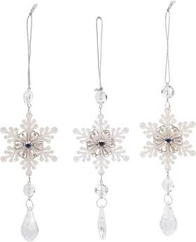 Brand Kurt Adler 086131199035 Snowflake Drop Acrylic Christmas Ornaments 3 Assorted