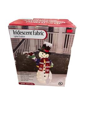 Branded 313040178111 Iridescent Fabric Christmas Snowman 40 Inch Tall Lighted Collapsible Outdoor Decor