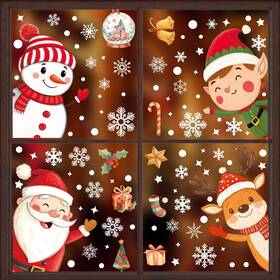 Branded 313108886873 102pcs Christmas Window Stickers For Glass Windows Double Sided Snowflakes Xmas
