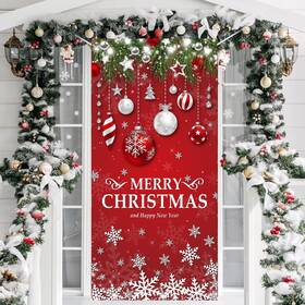 Branded 726084994713 Retro Christmas Door Decorations Cover Front Decor