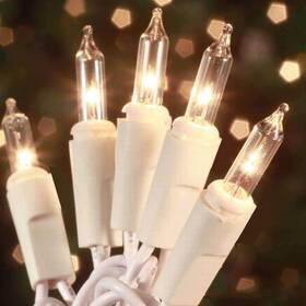 Asd-9874 Branded Christmas Lights 100 Count Mini Clear 21ft White Wire Tree
