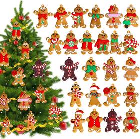 Esbatch3-18599 Branded 24pcs Mini Gingerbread Man Ornaments For Christmas Tree - Holiday Hanging Cha