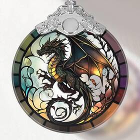 Gxbd-blgs-dragon-bls274 Branded Dragon Stained Glass Ornament Christmas Ornaments Xmas Tree