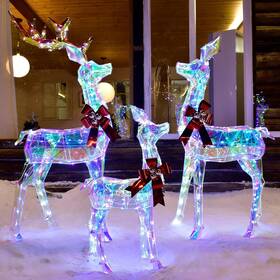 Hyc8023 Branded Outdoor Christmas Decorations Deer Family - 3-piece Lighted Prismatic