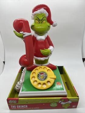 Ms884981 Branded 10 Inch Grinch Holiday Rotary Dial Phone With Sound Christmas Decor