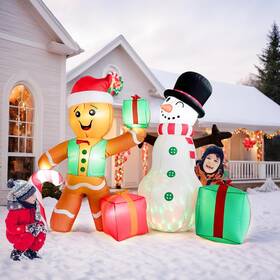 Pg032 Branded 6 Ft Christmas Decorations Outdoor Inflatables Gingerbread Man Snowman Blow Up Y