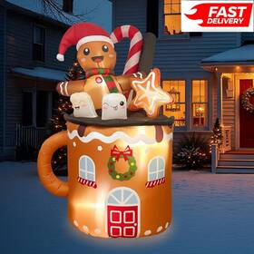 S-cq-fwkkb-us-1 Branded 6ft Christmas Inflatable Outdoor Decoration Inflatables Gingerbread