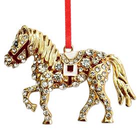 Sdjm250720 Branded 2025 Horse Christmas Ornament Metal With Sparkly Rhinestones Gift Decor New