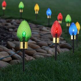 Faoc243b05a Branded01 C9 Led Christmas Pathway Lights Jumbo Multicolor 30 Ft Green Cord 20 Bulbs And