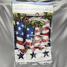 31962 Breezeart By Studio M Patriotic Stockings Premium Garden Flag 12.5 Inch X 18 Christmas