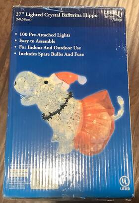 Bright Tidings 029944470793 Vtg Christmas Lighted Ballerina Hippo 27 Inch 3-d Indoor Outdoor