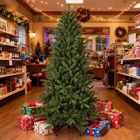 Bringstar 680358404974 7.5ft Unlit Green Artificial Christmas Tree With 3728 Mixed Pe And Pvc