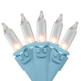 Brite Star 715833373855 Set Of 50 Clear Mini Christmas Lights 4.25 Inch Spacing- Blue Wire