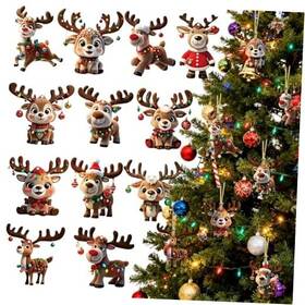 Style3 Brkykgk Gj-917 Christmas Tree Ornament Decoration 12pcs Acrylic Pendant