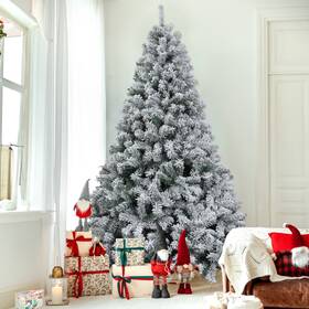 Skuszwwmjj034 Brochao 7.5ft Snow Flocked Christmas Tree With 1100 Branch Tips