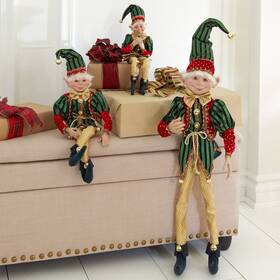 Brylanehome 196438774412 21 Inch H Posable Christmas Elf - Red Green Gold