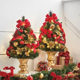 Brylanehome 196438786996 24 Inch H Tabletop Christmas Tree - Red