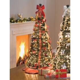 Brylanehome 196438974089 71/2 Ft. Pre-lit Pop-up Christmas Tree With Remote - Red Gold