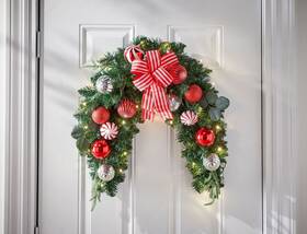 Brylanehome 197380898096 36 Inch Pre-lit Christmas Cheer Swag - Red White