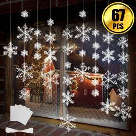 Btnow 759624482616 Inch 63 Pieces 4 Sizes White Christmas Snowflake Decorations Orna