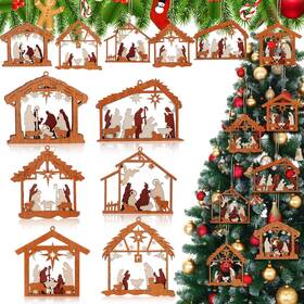 Cas-bucherry-33443 Bucherry 6 Pcs Wooden Christmas Nativity Scene Ornaments Bulk 2025 Christian