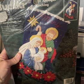 83385 Bucilla Christmas Heirloom 18 Inch Stocking Kit The Holy Family Felt Sequins Applique